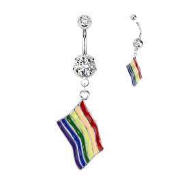 Piercing nombril LGBT arc-en-ciel – Strass scintillants drapeau Pride