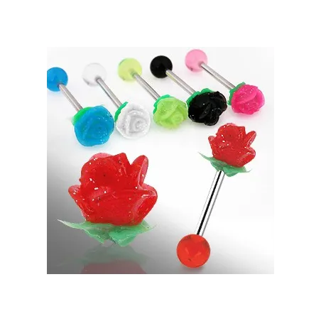 Piercing langue rose silicone
