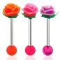 Piercing langue fleur rose silicone