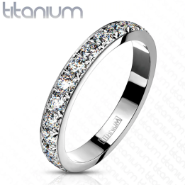 Bague en Titane solide sertie de gemmes  - Bague homme et femme en titane