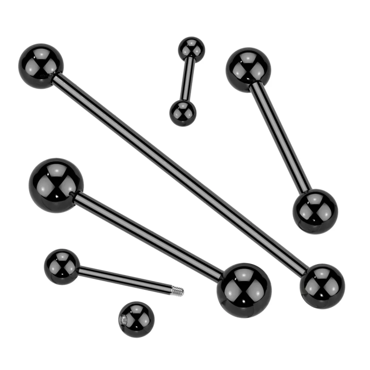 Piercing barbell titane anodisé noir – Langue & téton