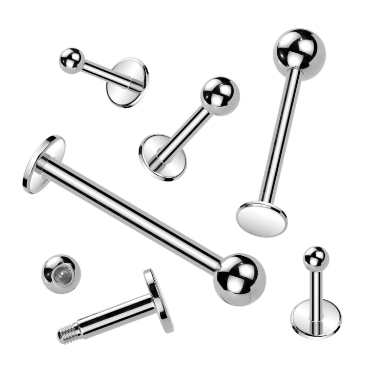 Piercing labret acier chirurgical – Oreille & lèvre, tailles variées