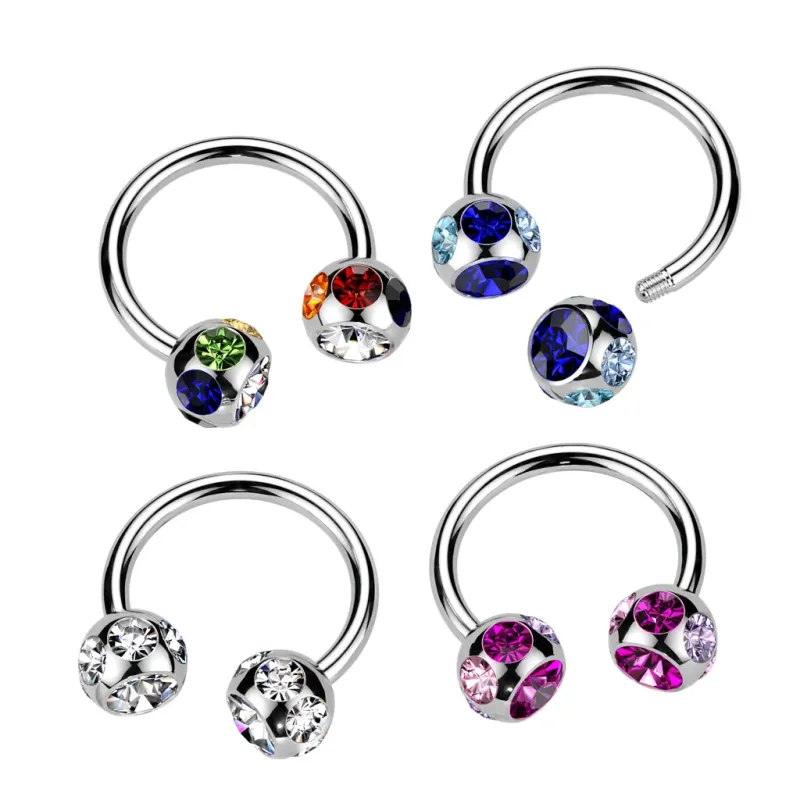 Fer à cheval téton acier avec strass – Élégant et résistant