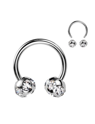 Fer à cheval téton acier avec strass – Élégant et résistant