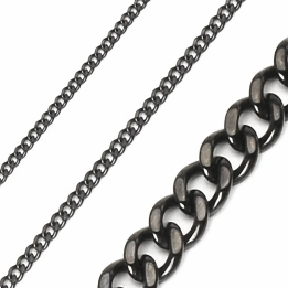Collier acier noir – Chaine maille gourmette tendance