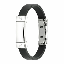 Bracelet caoutchouc & acier gravable – Bijou personnalisable