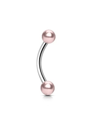 Piercing arcade acier avec perles blanches et roses