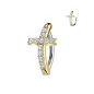 Piercing anneau clicker nombril croix dorée strass