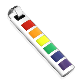 Pendentif LGBT acier inoxydable – Design vertical arc-en-ciel Pride