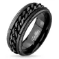 Bague homme acier noir chaine rotative