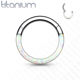 Anneau clicker titane opale blanche – Piercing septum & daith