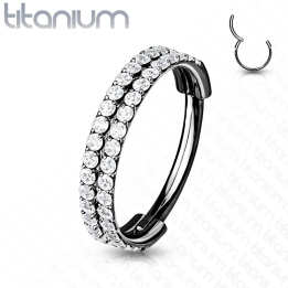 Anneau oreille titane noir pavé – Piercing hélix & conch 8 mm / 10 mm
