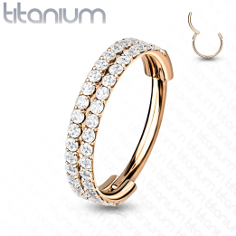 Anneau oreille titane rose gold pavé – Piercing hélix & conch