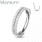 Piercing anneau oreille titane ASTM F136 double ligne de strass
