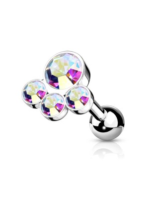 Piercing cartilage acier avec strass multicolores – Hélix & lobe