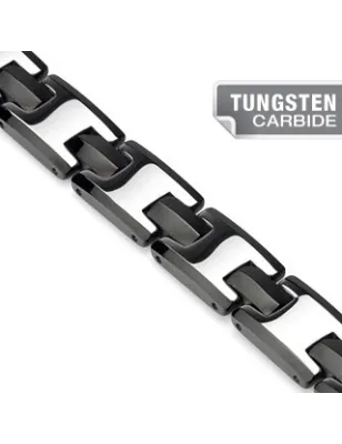 Bracelet Bio-Magnetic Tungstène Duo Noir Argenté 
