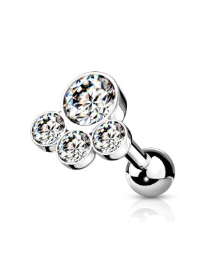 Piercing cartilage acier avec strass blancs – Hélix, conch & lobe