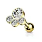 Piercing cartilage en acier doré avec strass blancs