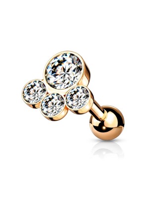 Piercing cartilage rose gold PVD avec strass blancs – Hélix & conch