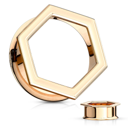 Tunnel d’oreille hexagonal acier rose gold – Piercing
