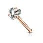 Piercing nez tige droite rose gold zircon coeur