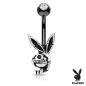 Piercing nombril Playboy – acier noir et pendentif tête de lapin skull