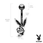 Piercing nombril Playboy – acier noir et pendentif tête de lapin skull