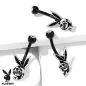 Piercing nombril Playboy – acier noir et pendentif tête de lapin skull