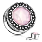Piercing plug pierre rose à facettes Piercing plug pierre rose à facettes