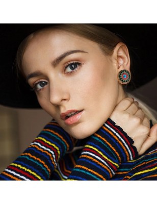 Plug d’oreille acier ethnique coloré – Piercing tribal chic