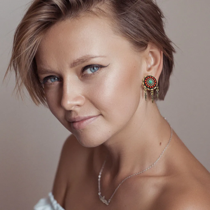 Plug d’oreille acier attrape-rêves plumes – Piercing tribal