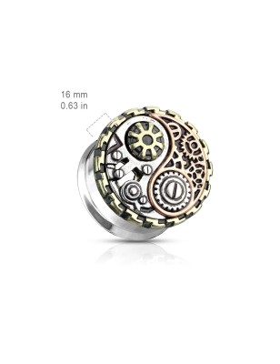 Plug d’oreille acier Yin Yang steampunk – Piercing original