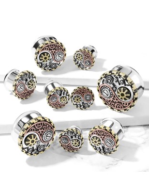 Plug d’oreille acier Yin Yang steampunk – Piercing original