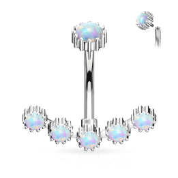 Piercing nombril opales blanches – acier chirurgical raffiné