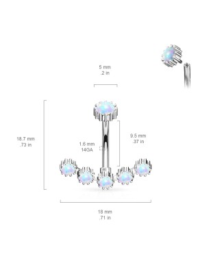 Piercing nombril opales blanches – acier chirurgical raffiné