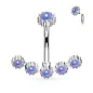 Piercing nombril en acier avec opales violettes scintillantes