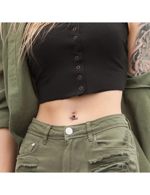 Piercing nombril opale violette – Acier chirurgical