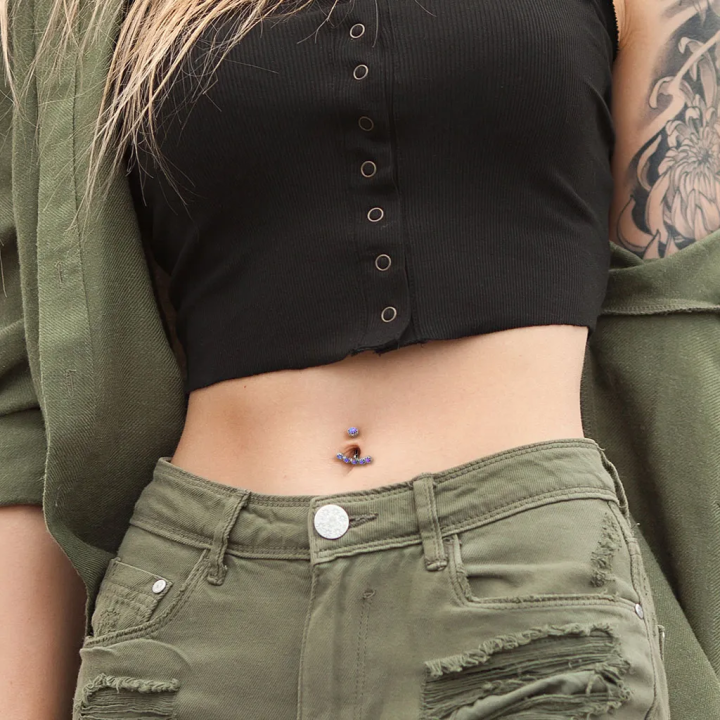 Piercing nombril opale violette – Acier chirurgical