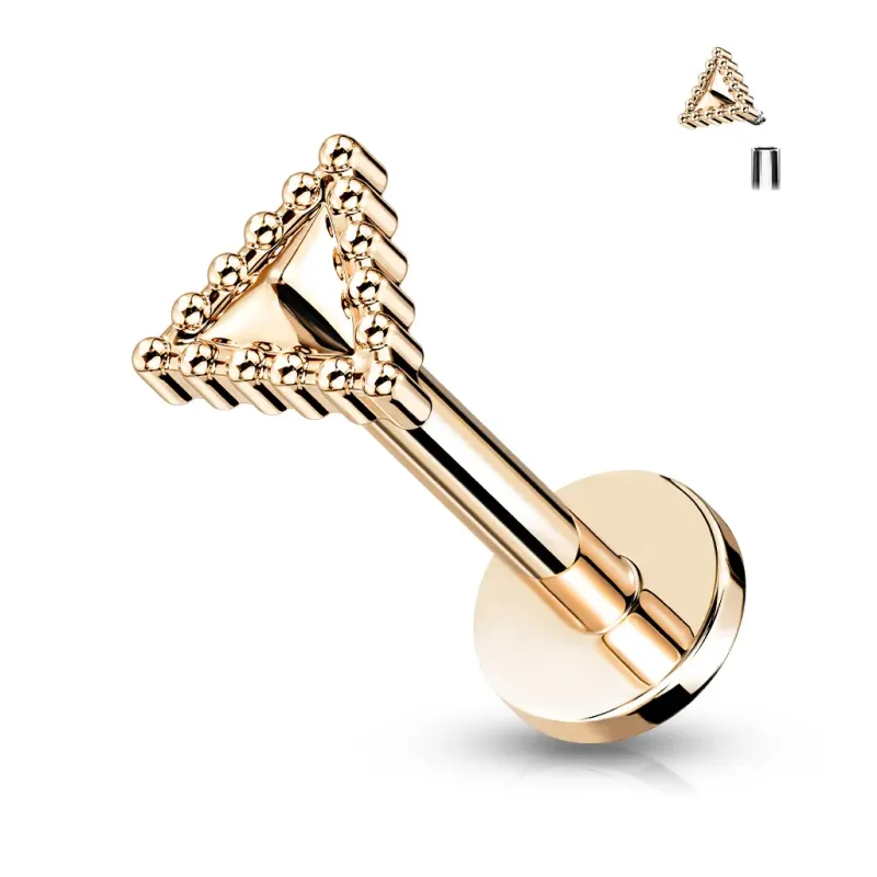 Piercing labret oreille hélix triangle perlé rose gold