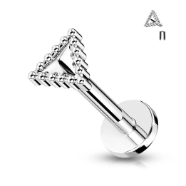 Piercing oreille triangle perlé argenté – tragus hélix cartilage