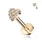 Piercing labret oreille hélix coeur texturé rose gold