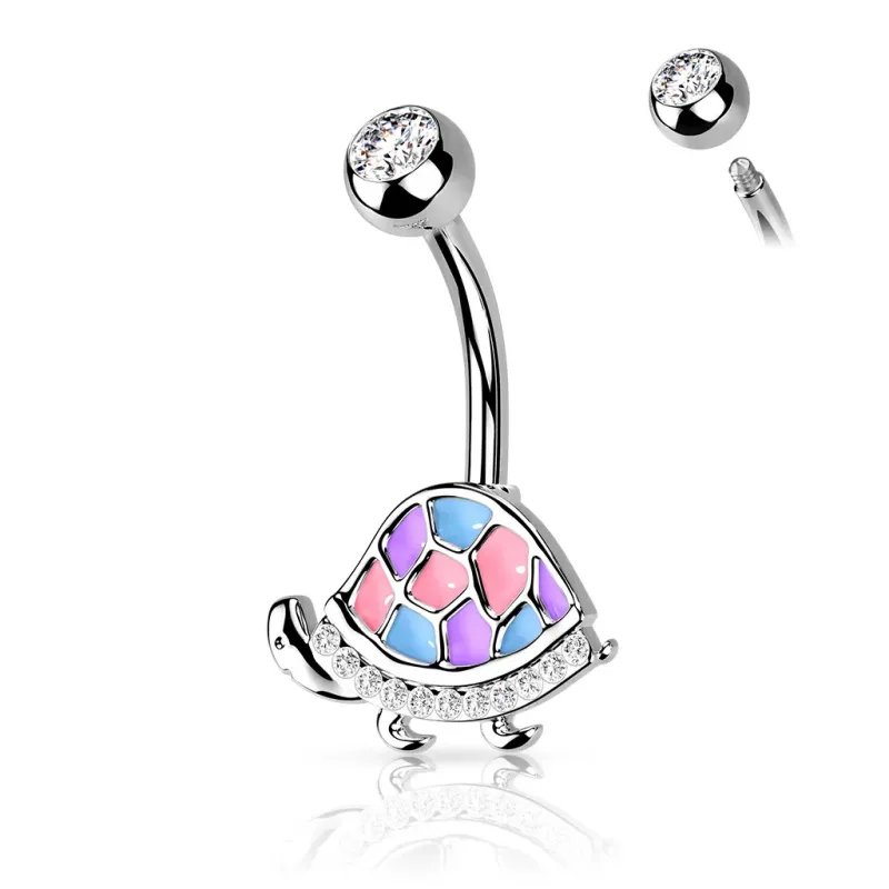 Piercing nombril tortue rose pastel