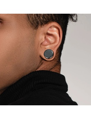 Plug d’oreille en pierre hématite – Piercing minéral chic