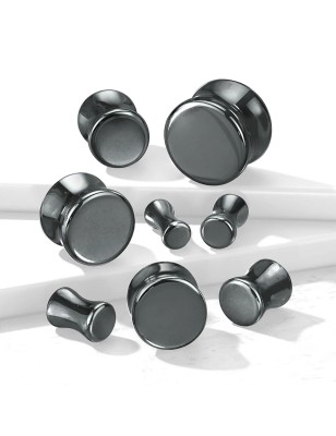 Plug d’oreille en pierre hématite – Piercing minéral chic