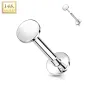 Piercing labret oreille or blanc 14 carats rond