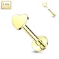 Piercing labret oreille or jaune 14 carats coeur