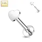 Piercing labret oreille or blanc 14 carats coeur
