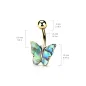 Piercing nombril acier doré papillon abalone