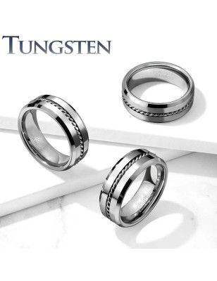 Bague tungstène homme fil barbelé – Alliance moderne et résistante