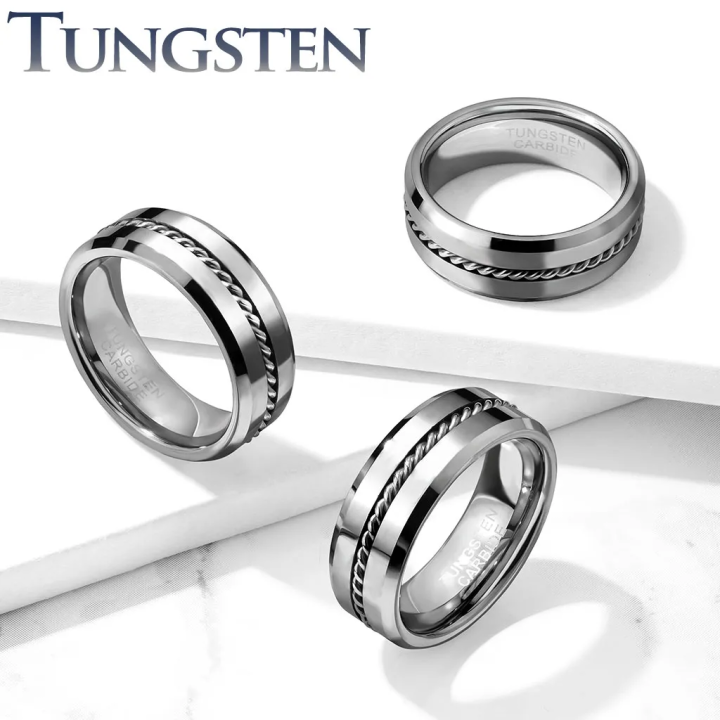 Bague tungstène homme fil barbelé – Alliance moderne et résistante